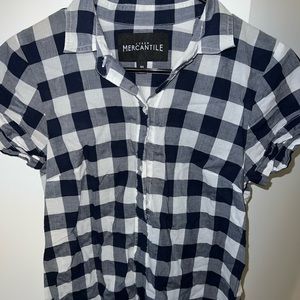 J.Crew plaid top with 3 buttons, perfect for layering